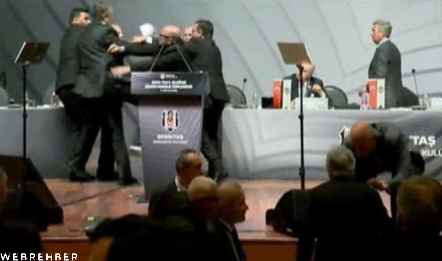 Beşiktaş Divan Başkanı Yamantürk ve koruması, eski başkana kürsüde saldırdı: Arat’a yumruk