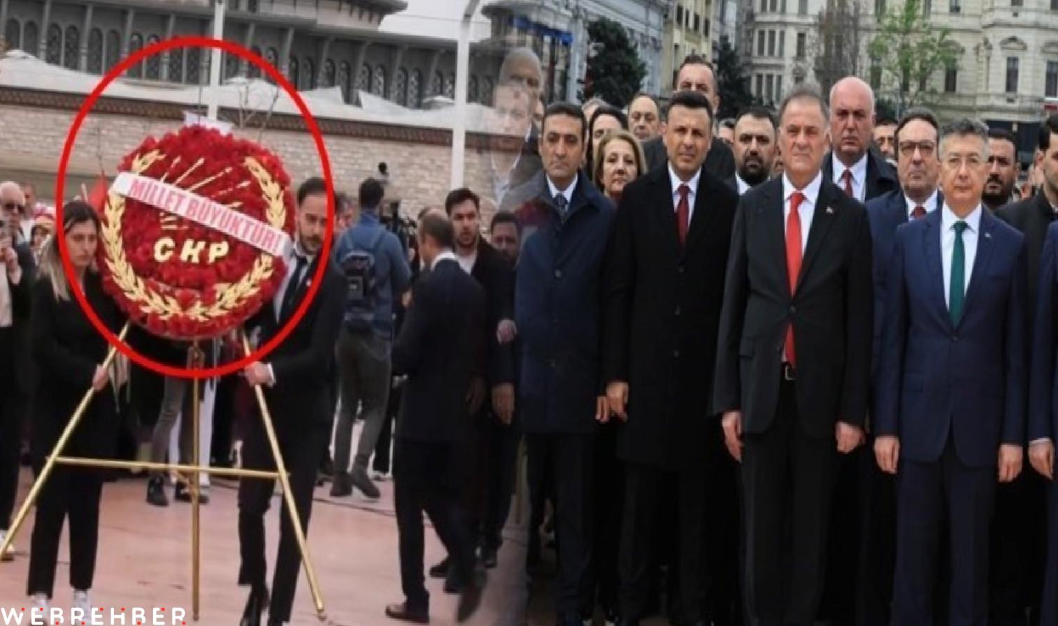 İmamoğlu’suz Taksim’de ilk 23 Nisan töreni… CHP’den bir ilk: Parti çelengi üzerinde dikkat çeken yazı