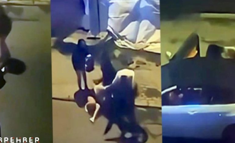 İki erkek aracından inen kadını öldüresiye darp etti