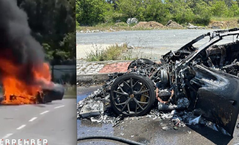 İstanbul’da 20 milyonluk Ferrari alev topuna döndü
