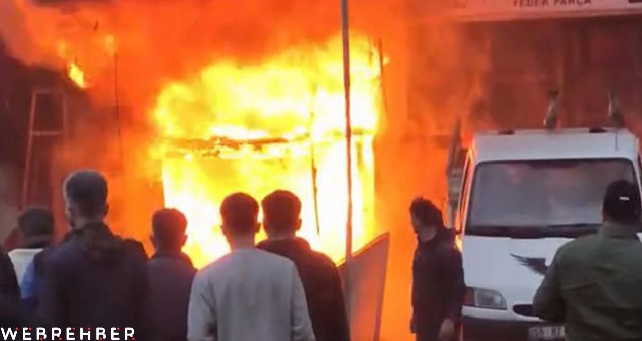 Rize’de oto döşemeci atölyesi alev alev yandı