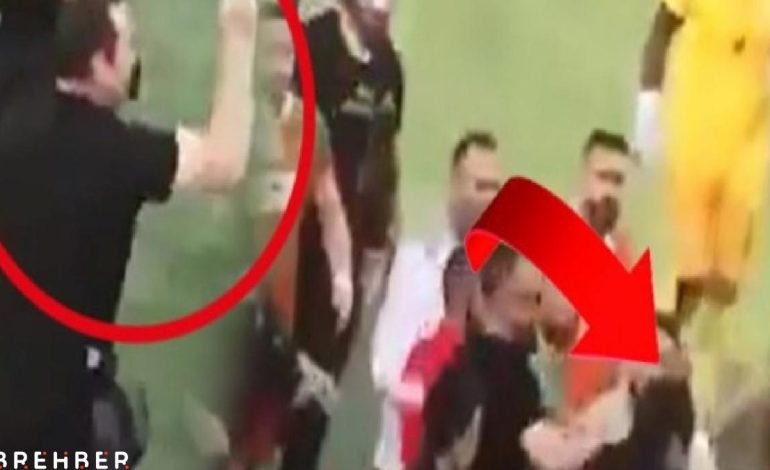 Saha karıştı, polis müdürü futbolcuya kafa attı