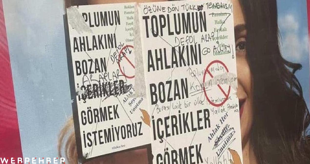 Ümraniye’de çirkin olay! Gülen kadın fotoğrafını sansürlediler! Toplum ahlakı bozuluyormuş